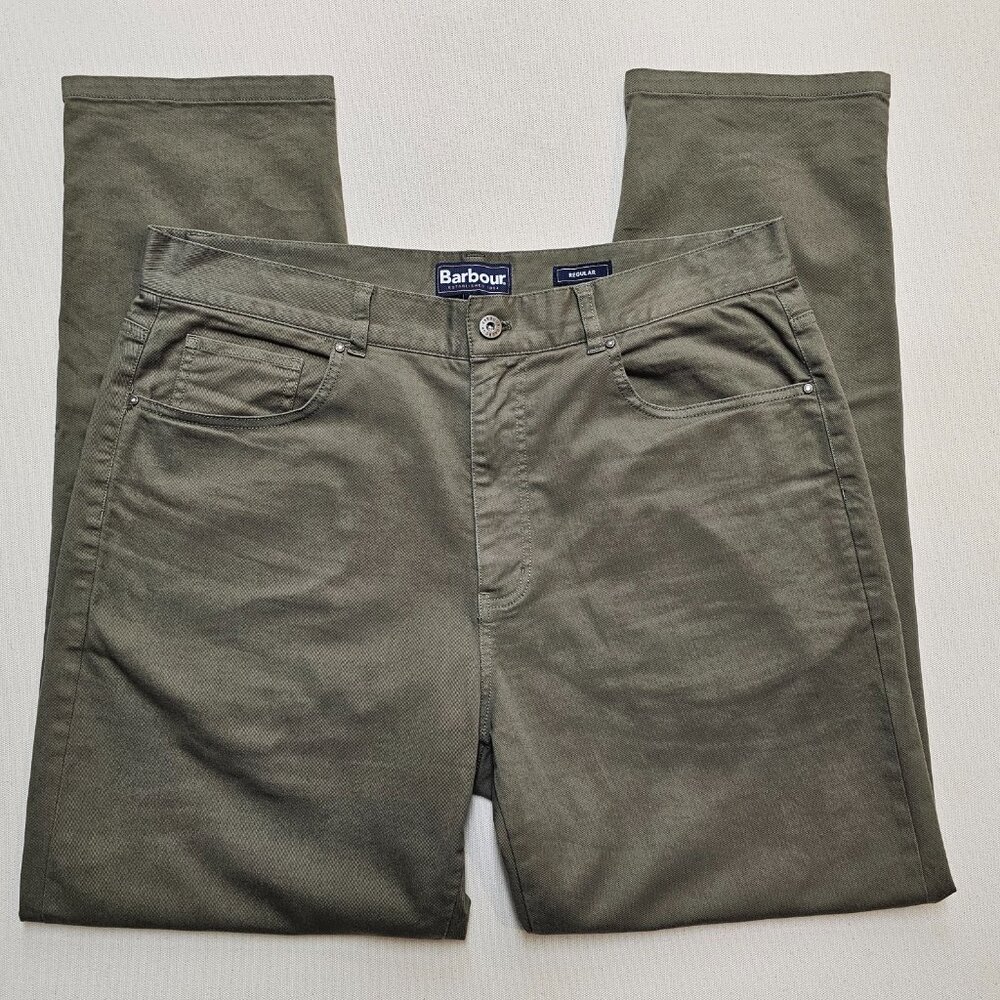 Barbour Men's Olive Green Straight Fit Pants